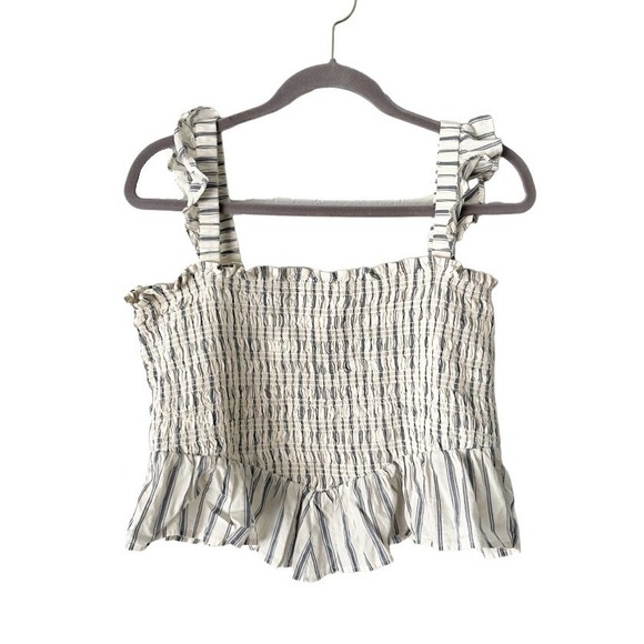 American Eagle Outfitters Tops - American Eagle AE Bella Smocked Crop Top Ruffle Tank Size XL Western Going Out